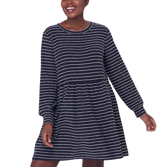 Loft Button Detail Striped Dress - Picture 1 of 8